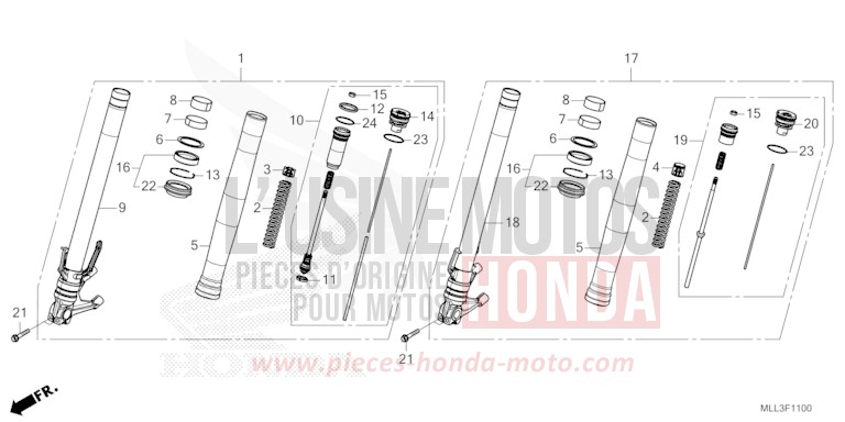 FRONT FORK for CB1000F "Big One" PEARL GLARE WHITE (NHB53) from 2025
